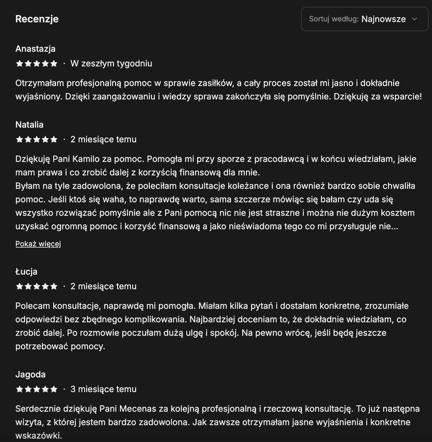 Opinie klientów po konsultacjach prawnych PrawaMama