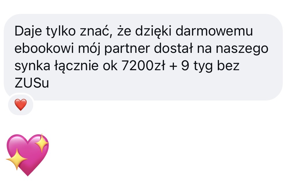 Opinia rodzica o wiedzy z PrawaMama – zrzut ekranu wiadomości